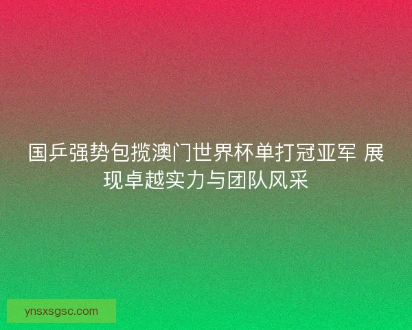国乒强势包揽澳门世界杯单打冠亚军 展现卓越实力与团队风采