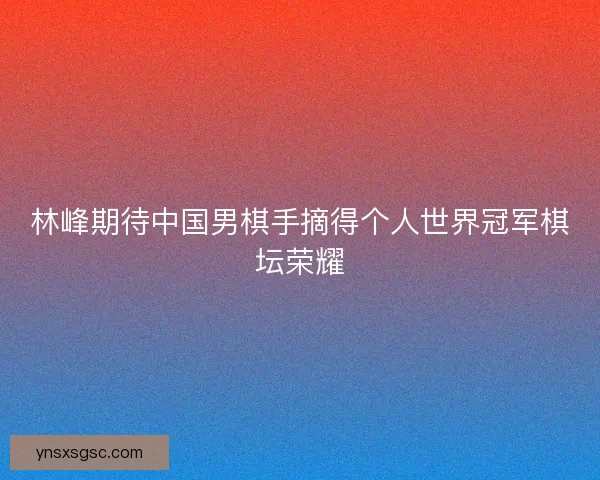 林峰期待中国男棋手摘得个人世界冠军棋坛荣耀
