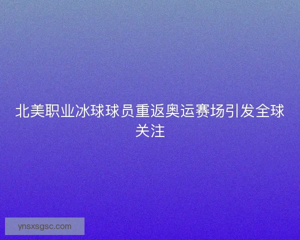 北美职业冰球球员重返奥运赛场引发全球关注 北美职业冰球球员重返奥运赛场引发全球关注